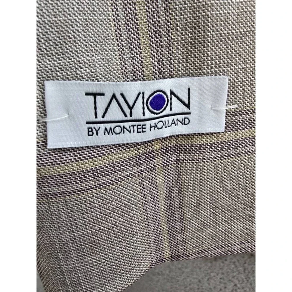Tayion Collection Regular-Fit Suit Jacket Men's 46R Tan Check Long Sleeve